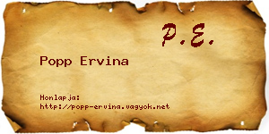 Popp Ervina névjegykártya